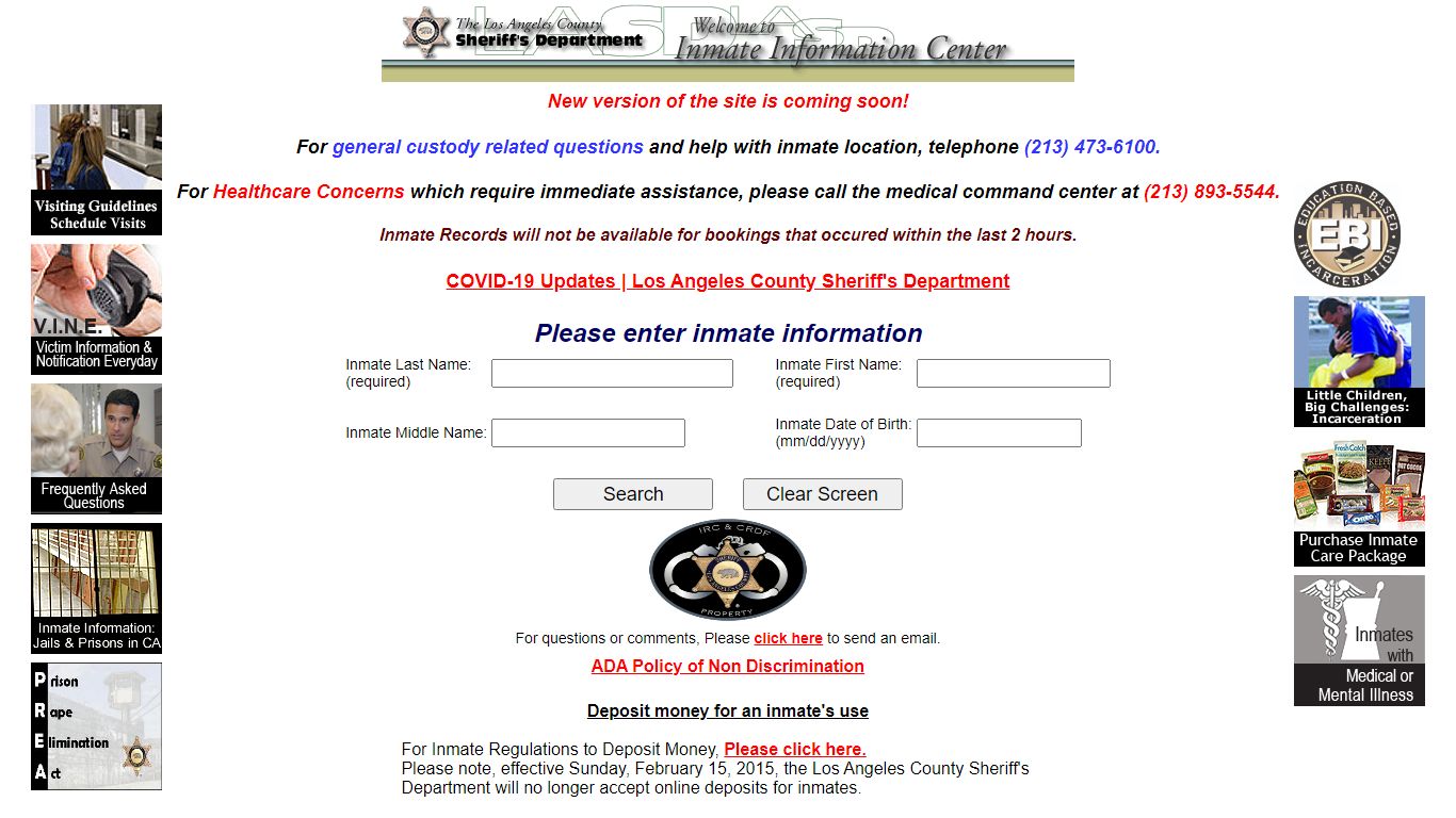 Inmate Search - Los Angeles County Sheriff's Department